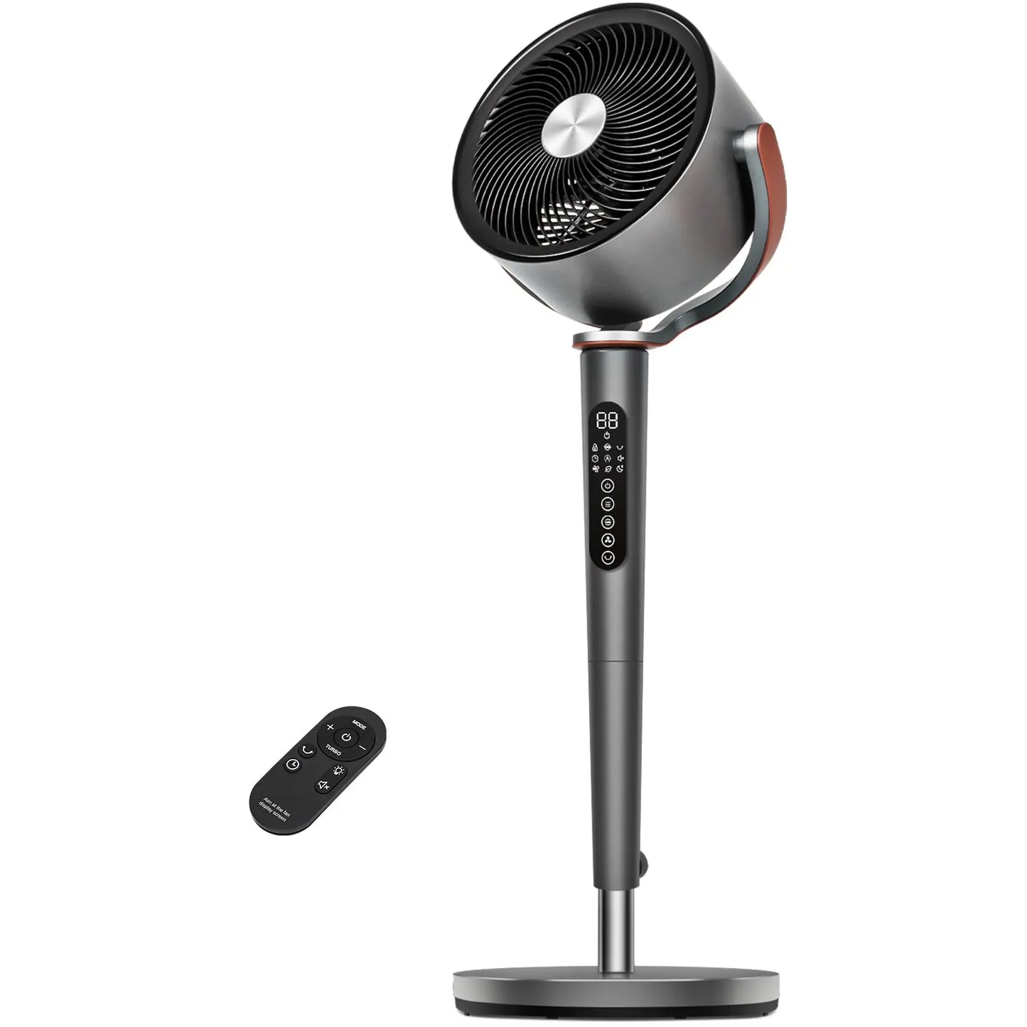 Large Fan for Bedroom, 120° Oscillating Standing Fan, 85ft Air Circulator With Remote, DC Motor Quiet Floor Fans, Adjustable Height, 12 Speeds, 5 Modes, 12H Timer